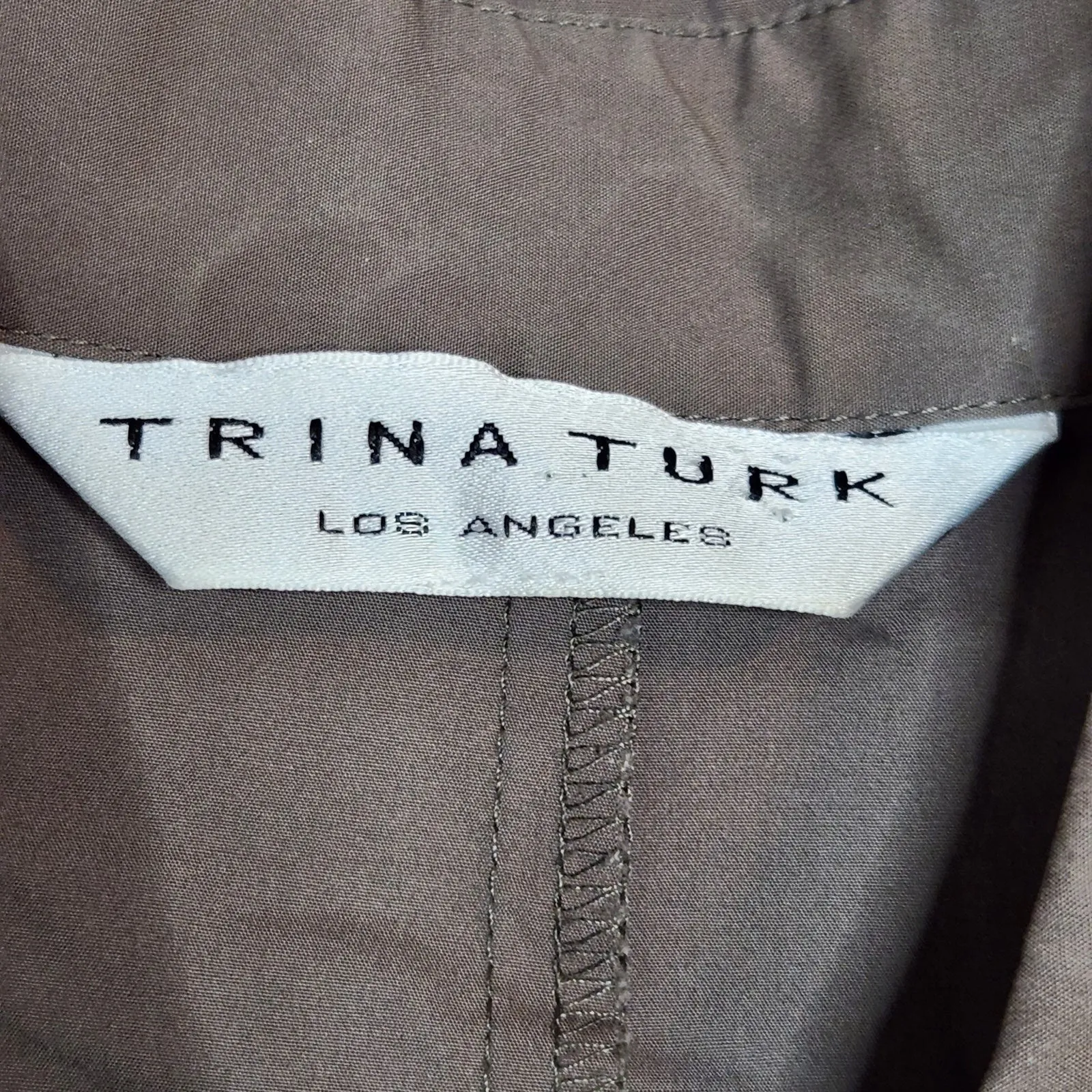 Trina Turk Olive Green Button Down Twist Front Mini Dress - Image 3