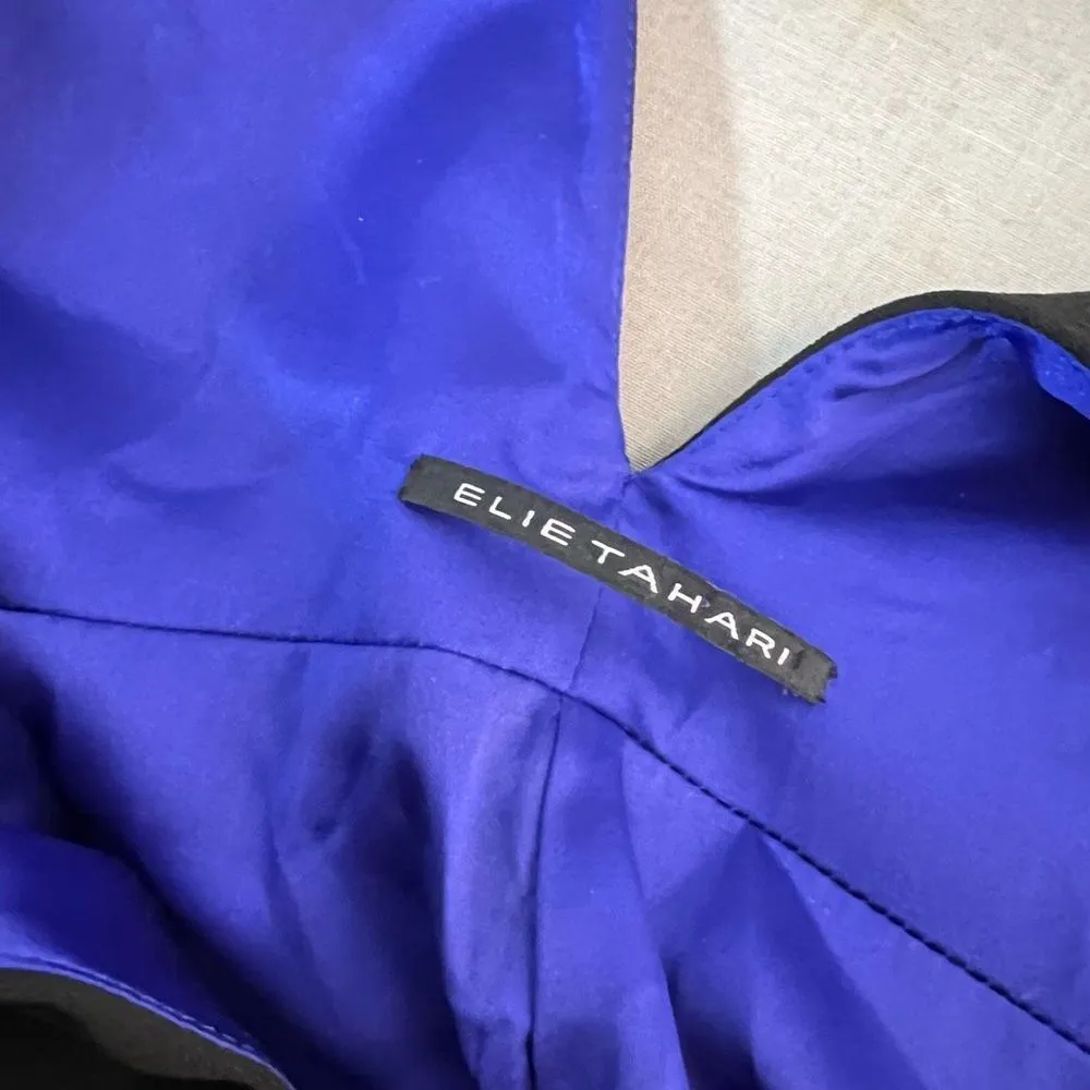 Elie Tahari black sleeveless v neck attached wrap formal cocktail dress size 4 - Image 8