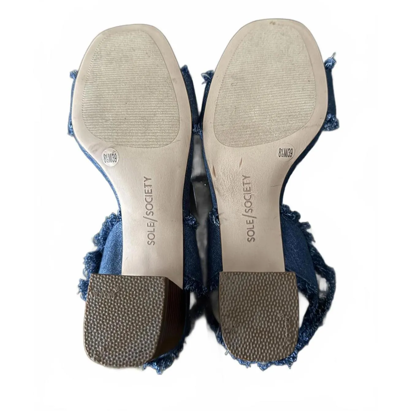 Sole Society Jordenya Women's Sandals Size 8.5M Denim Ankle Strap Fringe Blue - Image 8