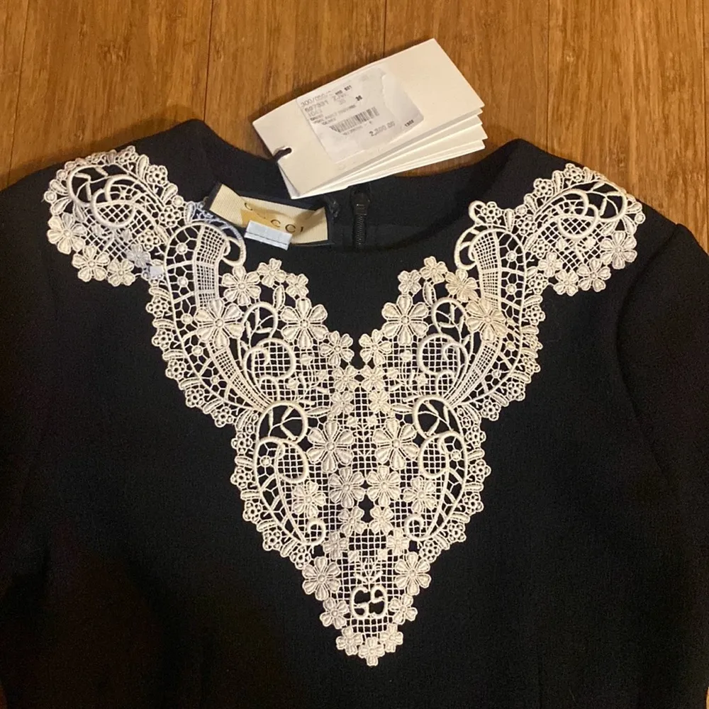 Gucci Wool Sable Couture Lace Dress - Image 2