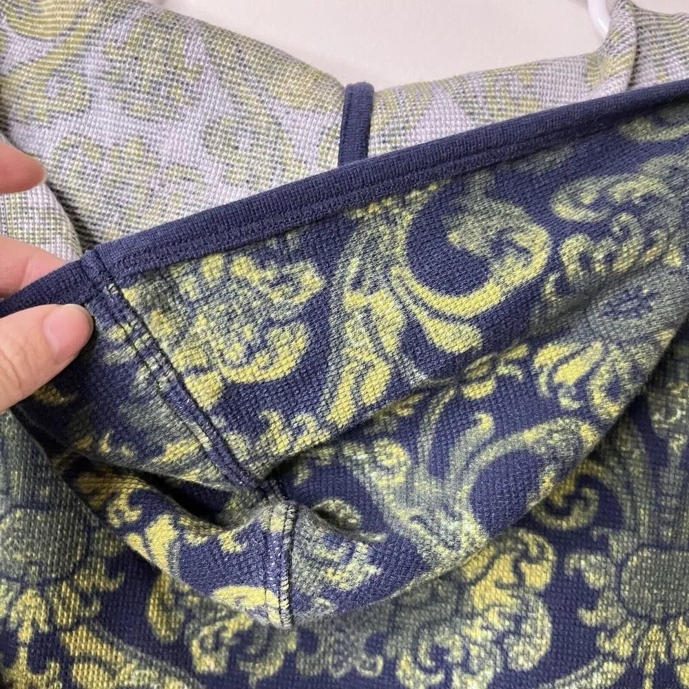 Y2K Chicos  Paisley Print Navy Yellow Pull Over Short Hoodie Size 1/M - Image 5