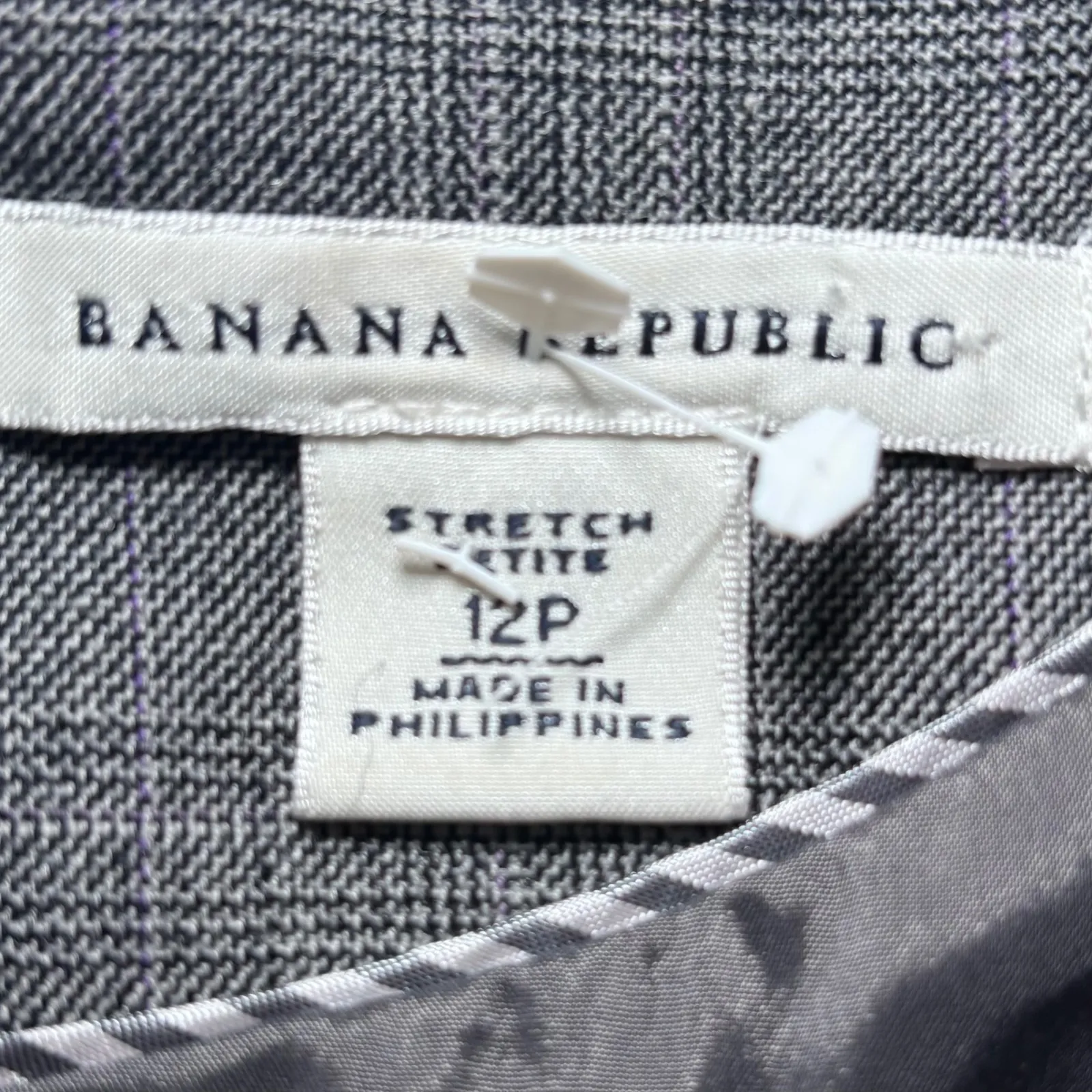 Banana Republic Gray Plaid Sheath Knee Length Dress‎ Women's 12P Petite Wool - Image 4