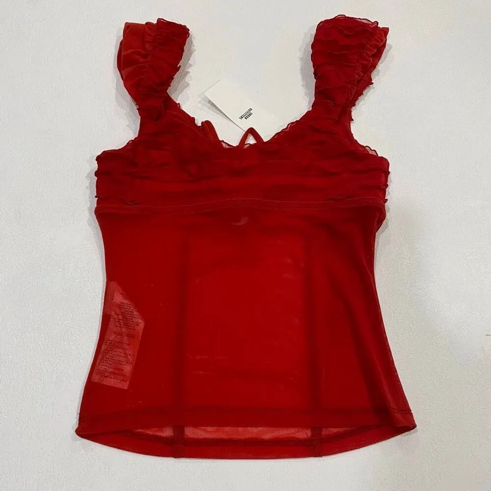 NWT Urban Outfitters Kimchi Blue Red Ruffle Mesh Corset Tank Top Small - Image 2
