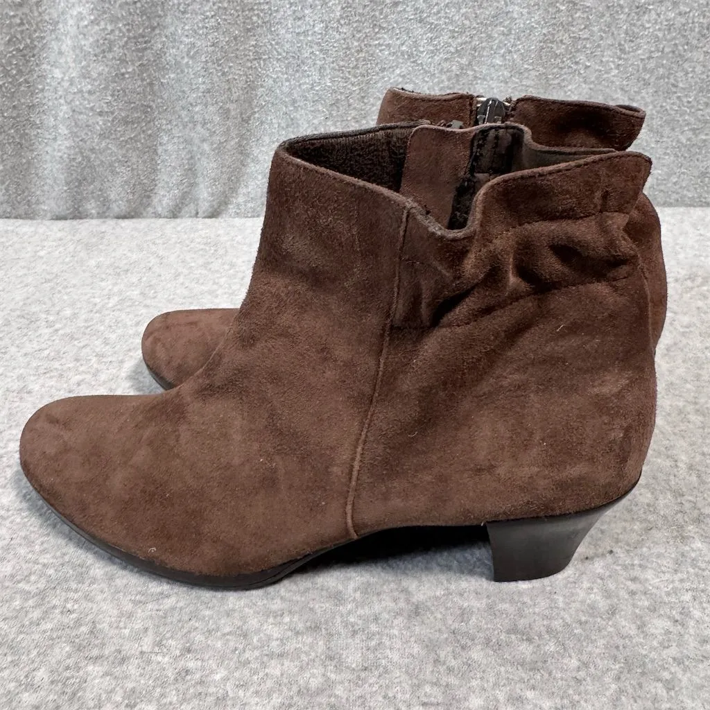 Munro Women's Brown Suede Ankle Booties Scrunch Heel Comfort Casual Size 8.5 - Image 5