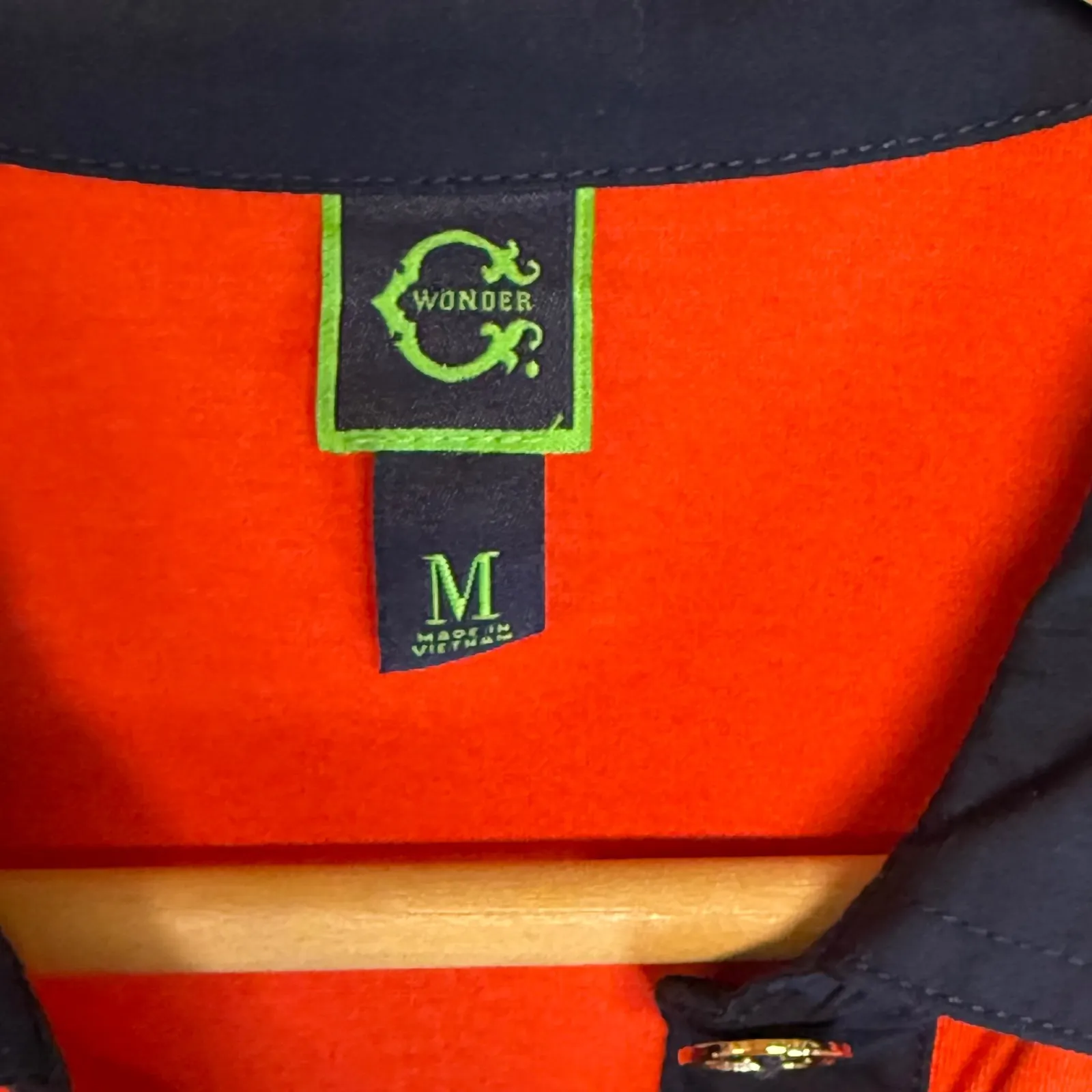 Wonder Long Sleeve Collared Polo Shirt Orange Navy Trim Casual Preppy Sporty M Size M - Image 3