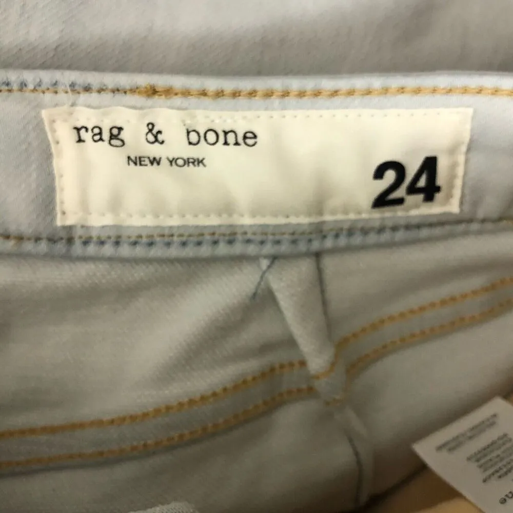 RAG & BONE Dre Low Rise Shorts Cut Of in Ditch Plains Light Wash Slim Fit Sz 24 - Image 7