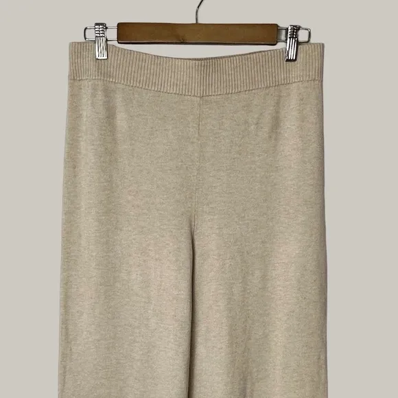 Soma Wide Leg Sweater Knit Lounge Pants High Rise Beige Small NWT - Image 5