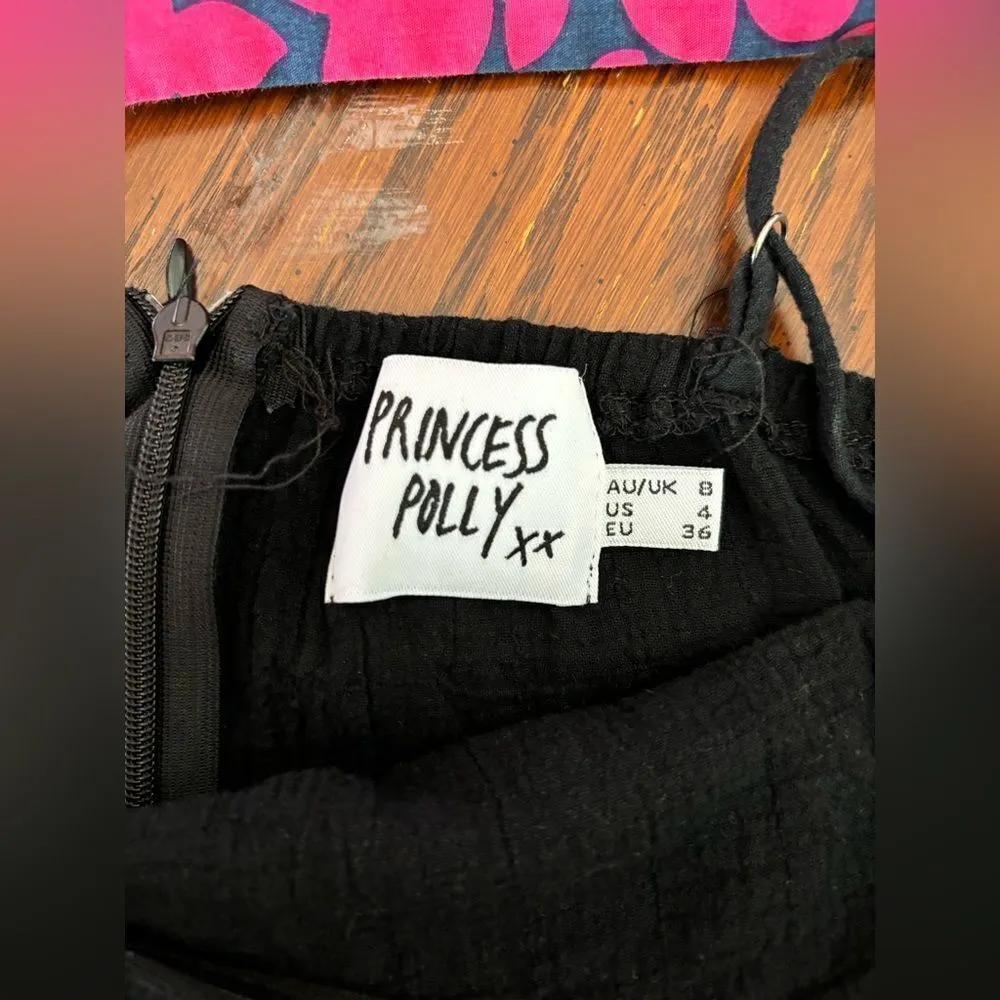 Princess Polly black asymmetrical ruffle detail one shoulder dress size 6 - Image 5