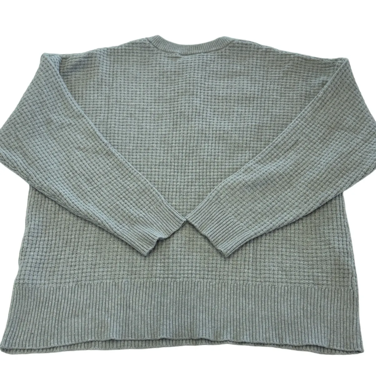NIA Sweater Womens Medium Grey Waffle Knit Henley Pullover‎ Gray - Image 3