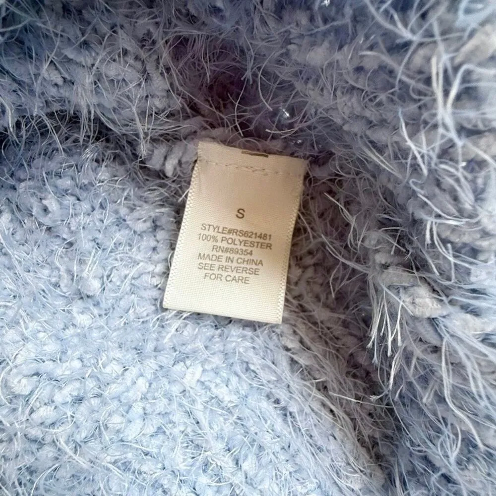 Ultra Flirt Fuzzy V-Neck SWEATER Crop Top Women's SMALL Long Sleeve Soft Fringy - Image 5