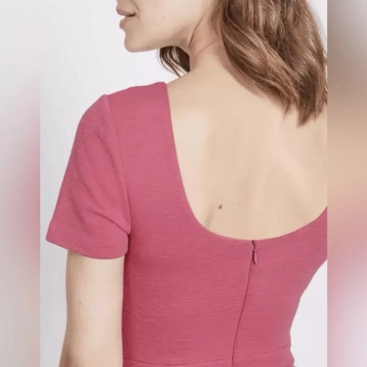 Boden Pink Short Sleeve Elsa Ottoman Ribbed Knit Sheath Dress Size 10 - Image 3