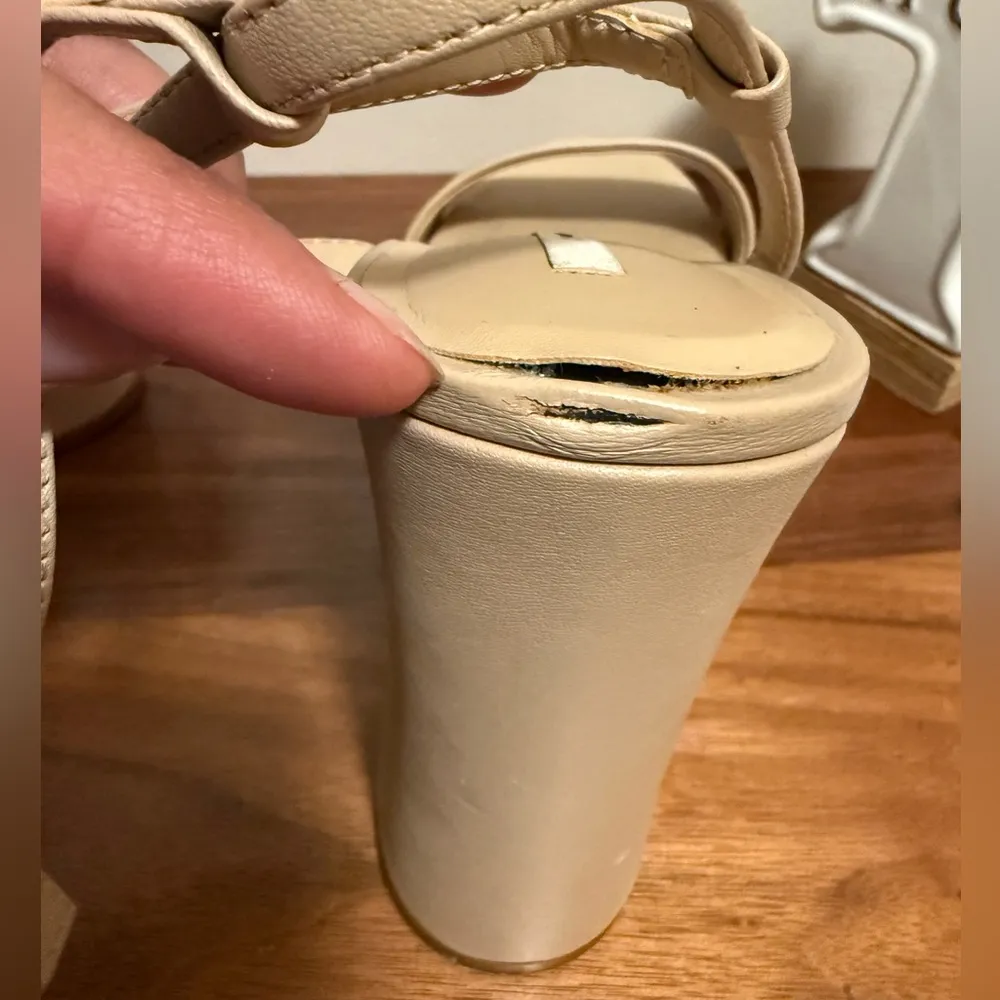 Gianni Bini Cream Platform Sandals with Chunky Heel size 8 - Image 10