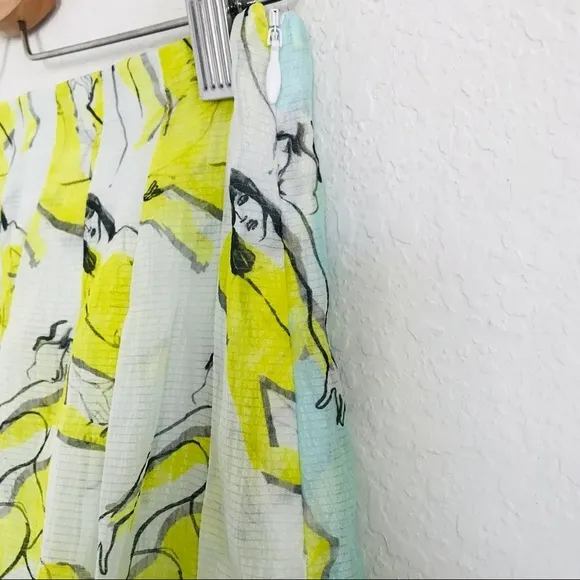 Risto Plisse‎ crinkled pleated chiffon Silk novelty midi Skirt size M Green Size M - Image 8