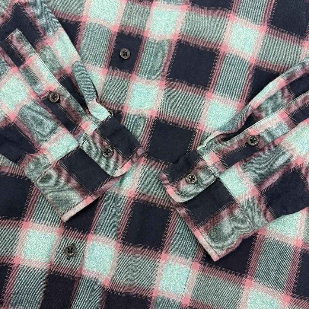 Wildfang The Essential Flannel Long Sleeve Shirt Dress Shacket Plaid Blue Pink Size M - Image 6