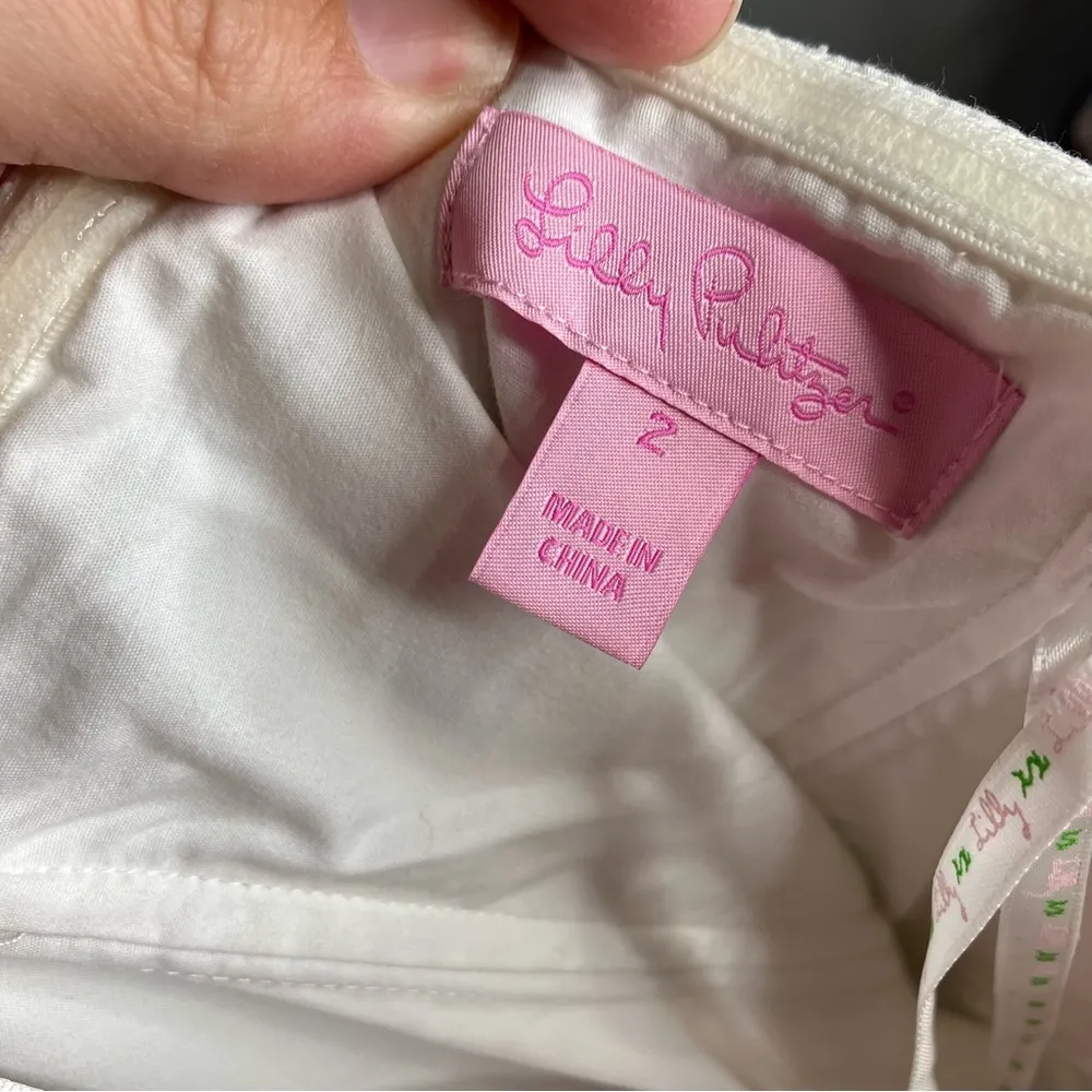 Lilly Pulitzer strapless lily print dress green‎ pink white womens size 2 - Image 9