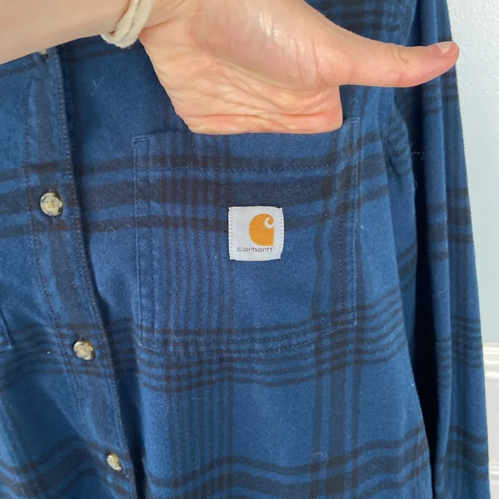 Carhartt Rugged Flex Relaxed Fit Midweight Flannel Long-Sleeve Plaid Tunic Sz L - Image 4
