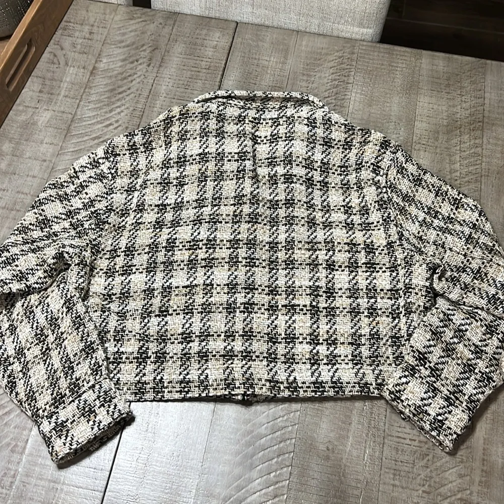 Zara patch pocket tweed textured overshirt / jacket LIKE NEW - Image 6