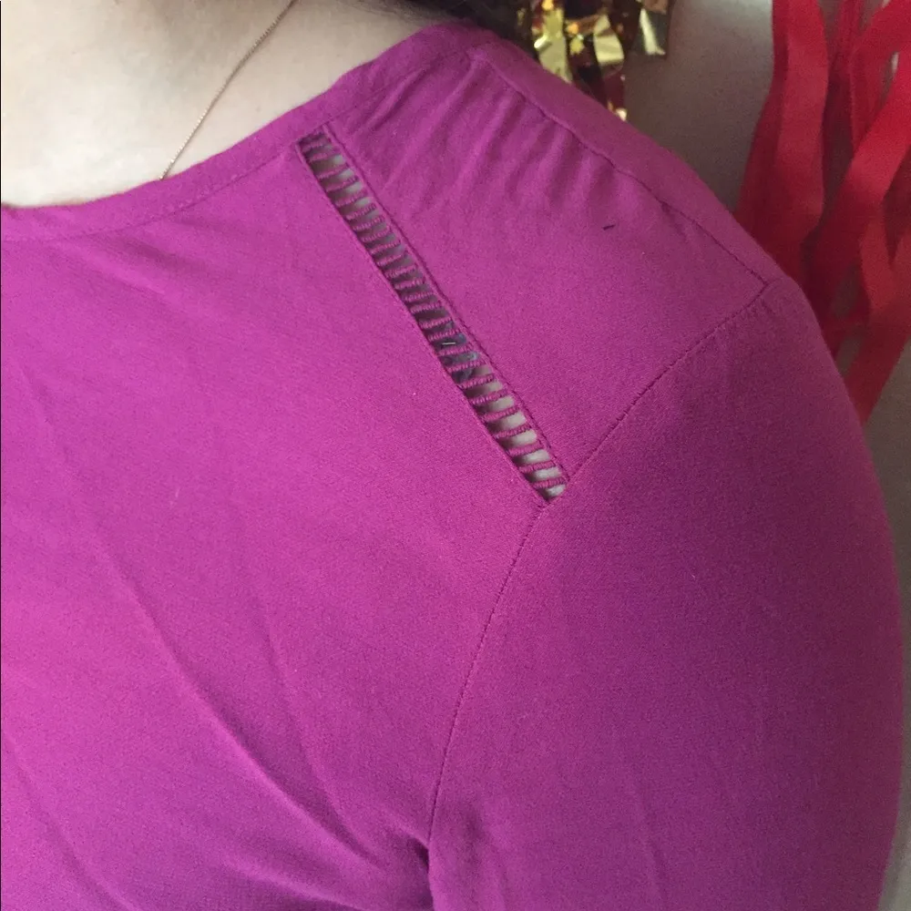 Ann Taylor Loft Bell Sleeve Raspberry Dress Size 10 - Image 3