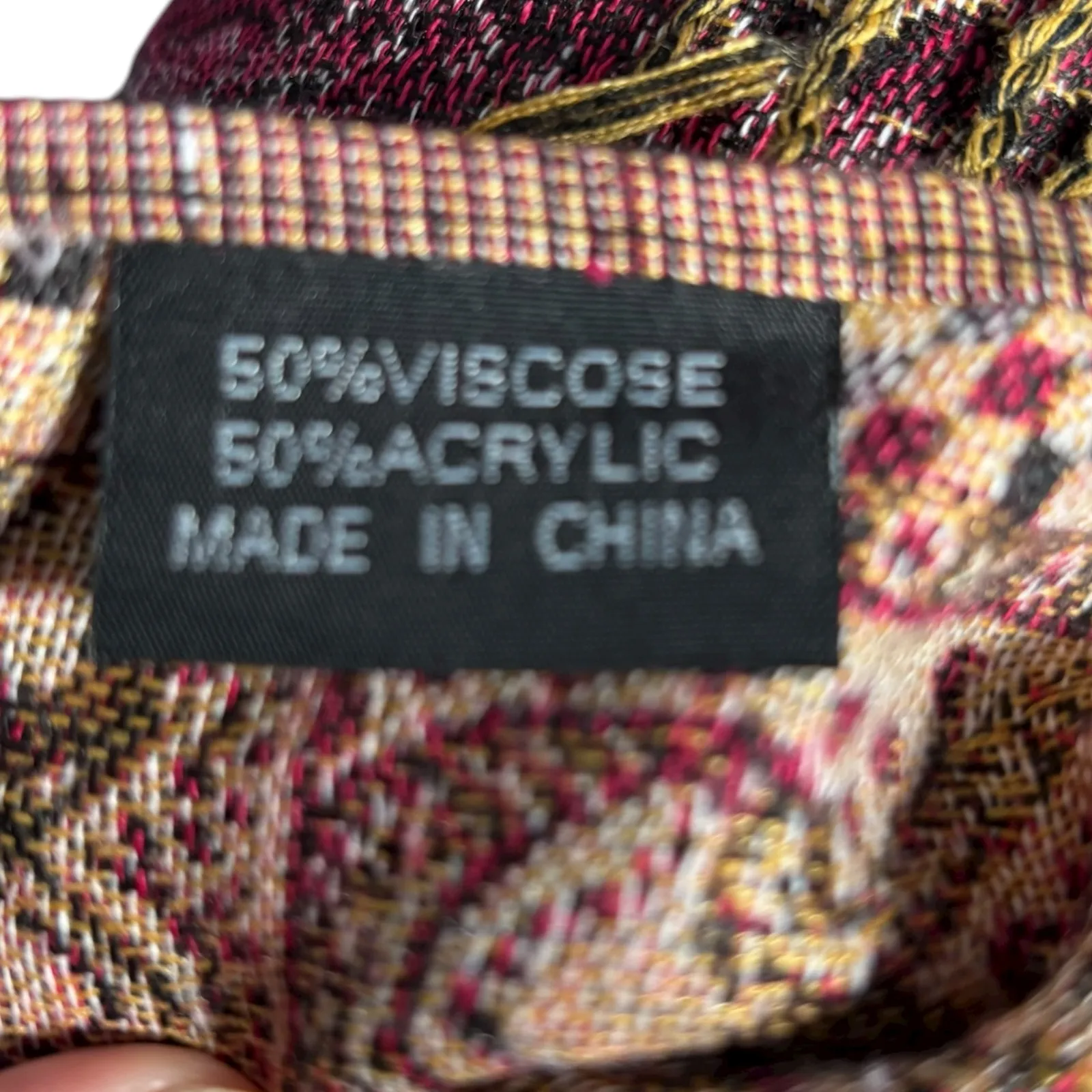 Burgundy Paisley Fringe Shawl Wrap Scarf Boho Bohemian Festival Layering Piece Red - Image 7