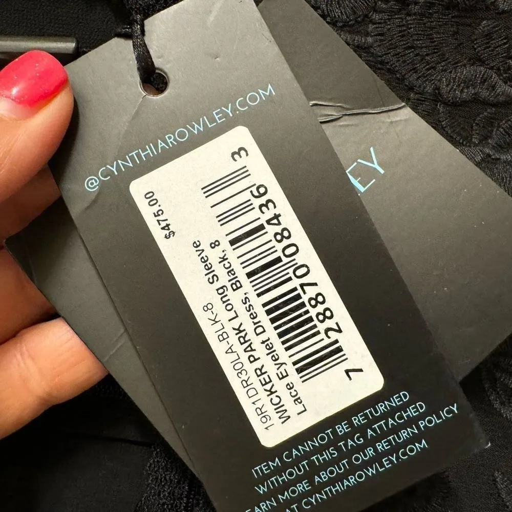 Cynthia Rowley Black Wicker Park Lace Eyelet Dress Size 8 NWT - Image 5