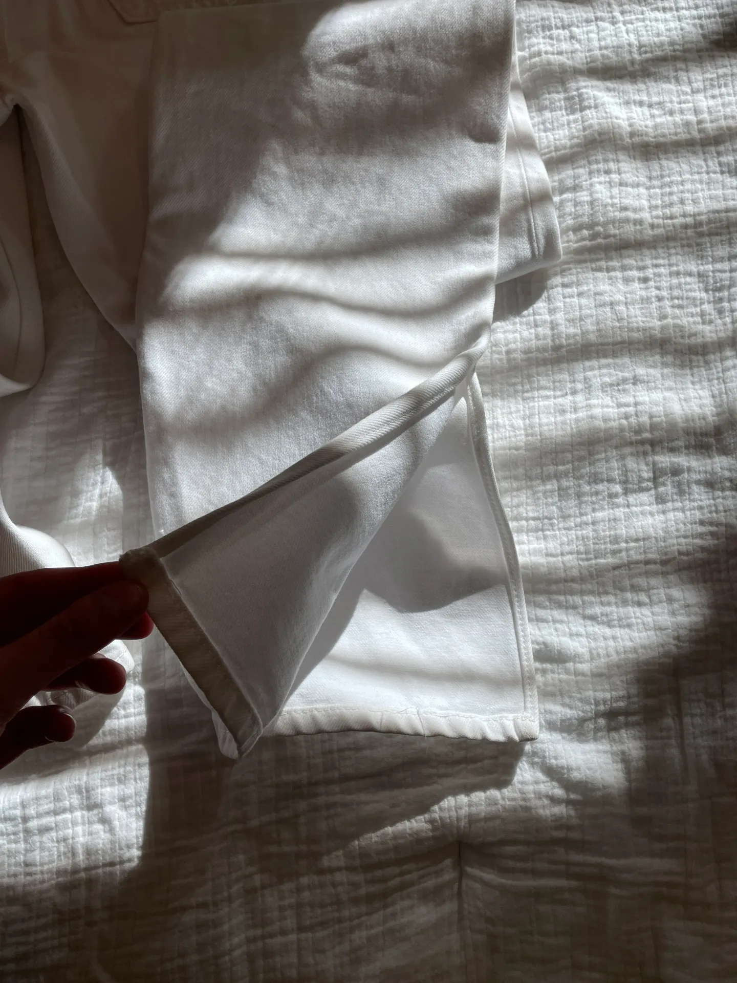 White Slim Flare Slit Hem Jeans - Image 9