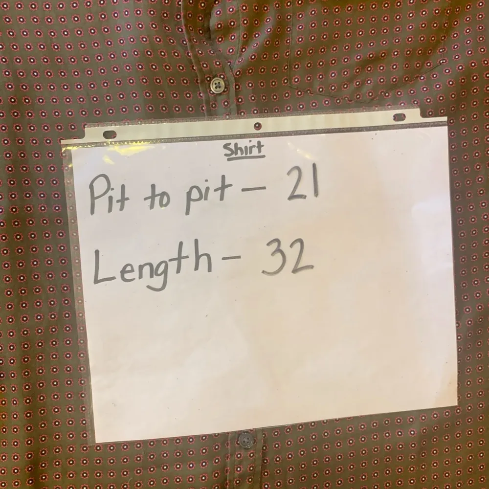 Banana Republic button up blouse women’s large olive green red white 100% Silk - Image 4