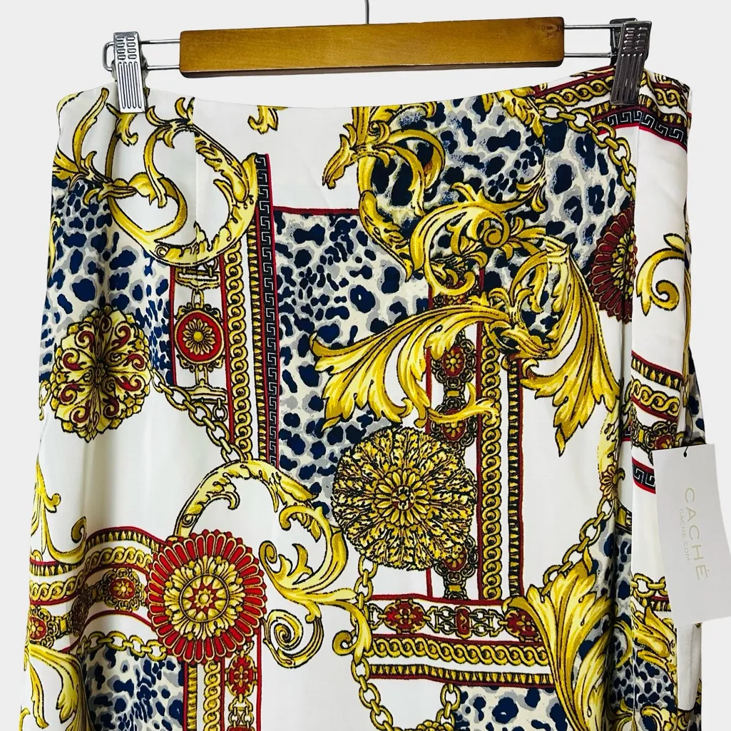 Cache Baroque Chain Print Midi Skirt Size M NWT - Image 7