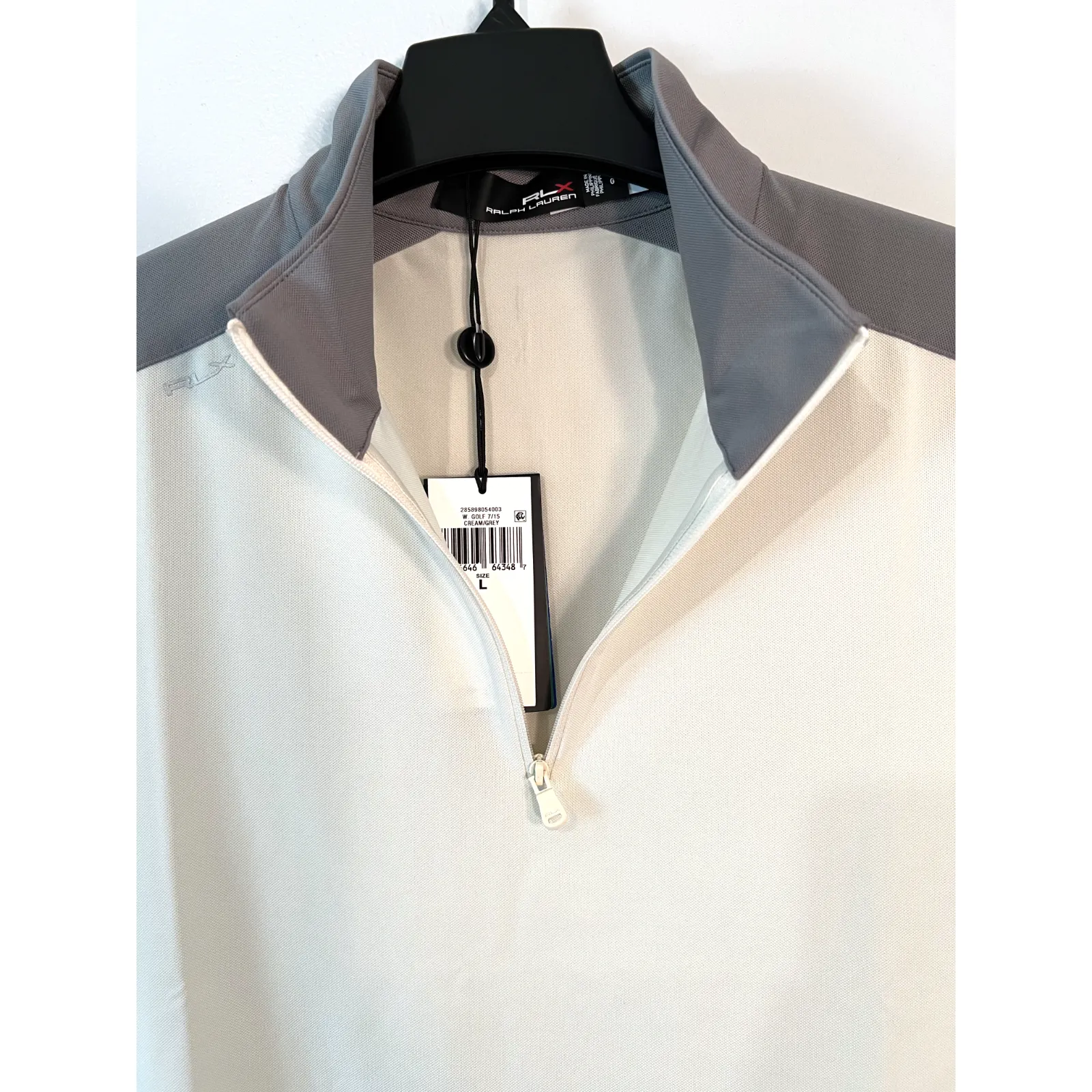 RALPH LAUREN Womens Top Size L Cream Gray Short Sleeve Zip RLX Golf Tennis NWT Size L - Image 8