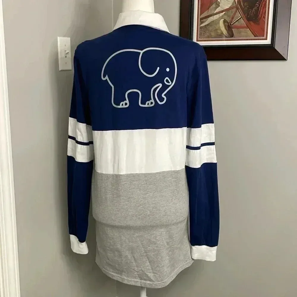 Ivory Ella Women’s Rugby Long Sleeve Polo Navy Large Long Sleeve Collared - Image 3