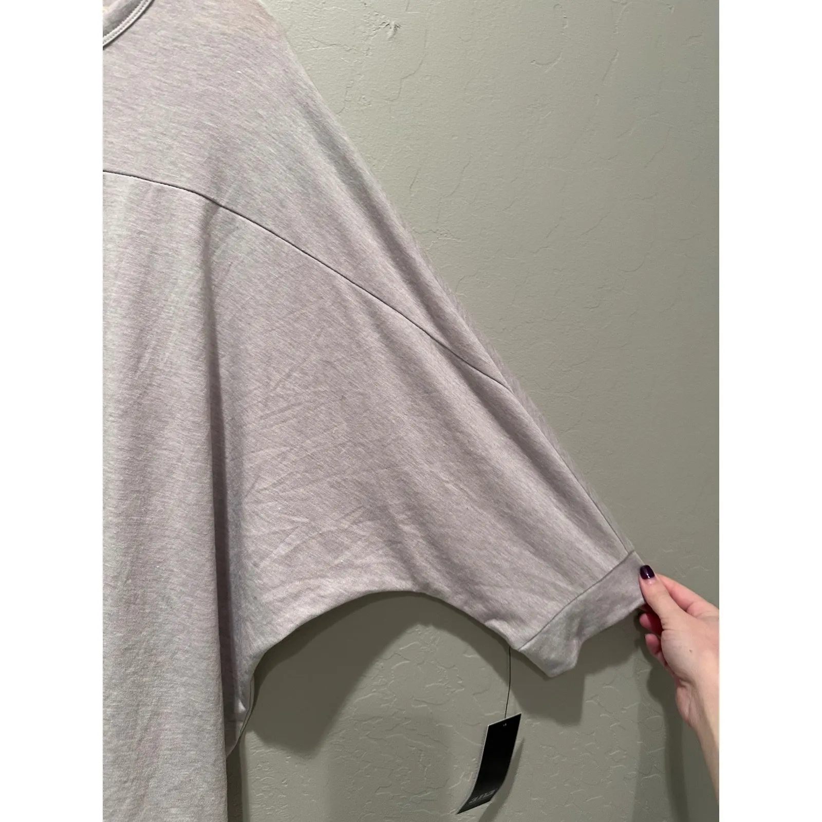 NWT ANA A New Approach Gray 3/4 Sleeves Slouchy Soft Top Size Large - Image 7