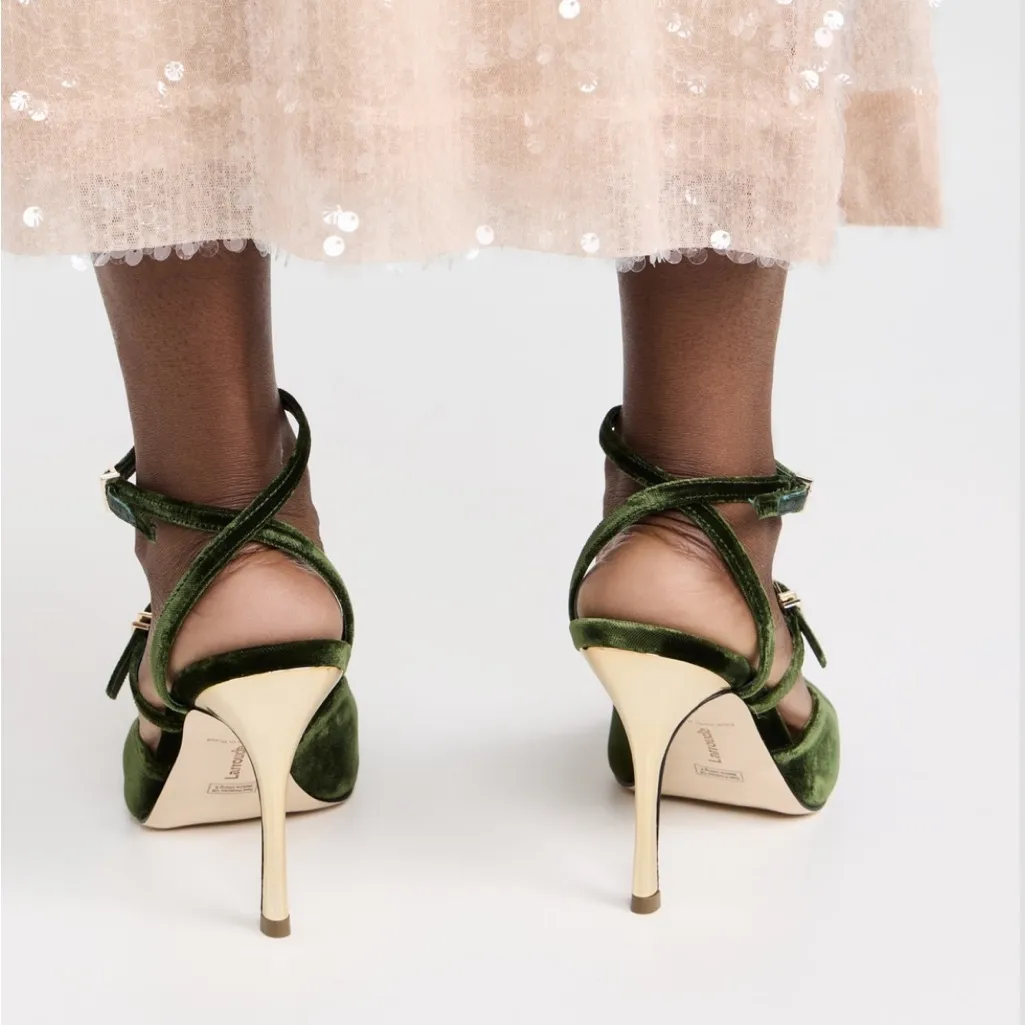 NEW Larroude Kris Velvet Pump Green Size 11 - Image 3