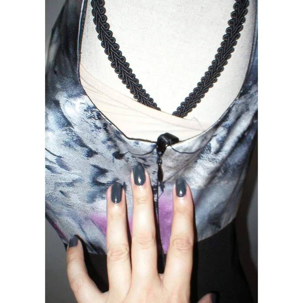 New Designer Elie Tahari Silk Elastane Dress Little Black Womens Purple 6 LBD - Image 5