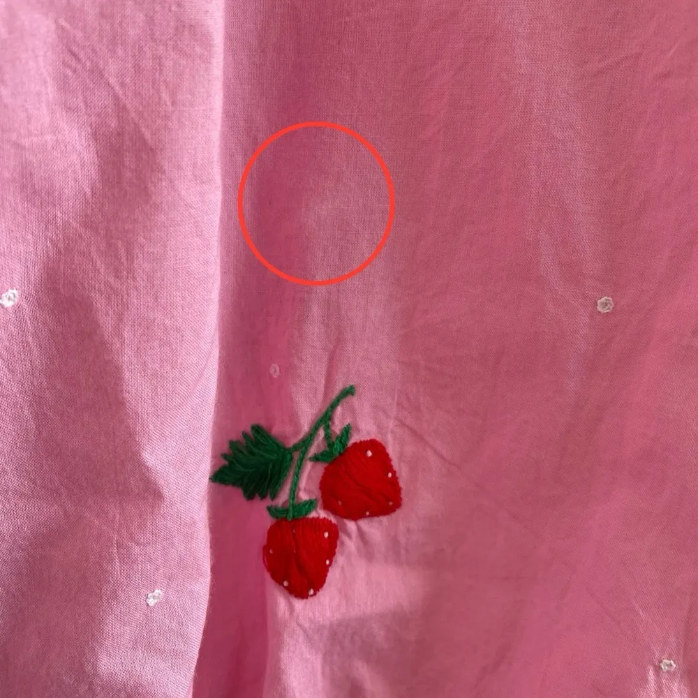 Pink City Prints Pink Beatrice Cotton Strawberry Embroidered Blouse Large - Image 9