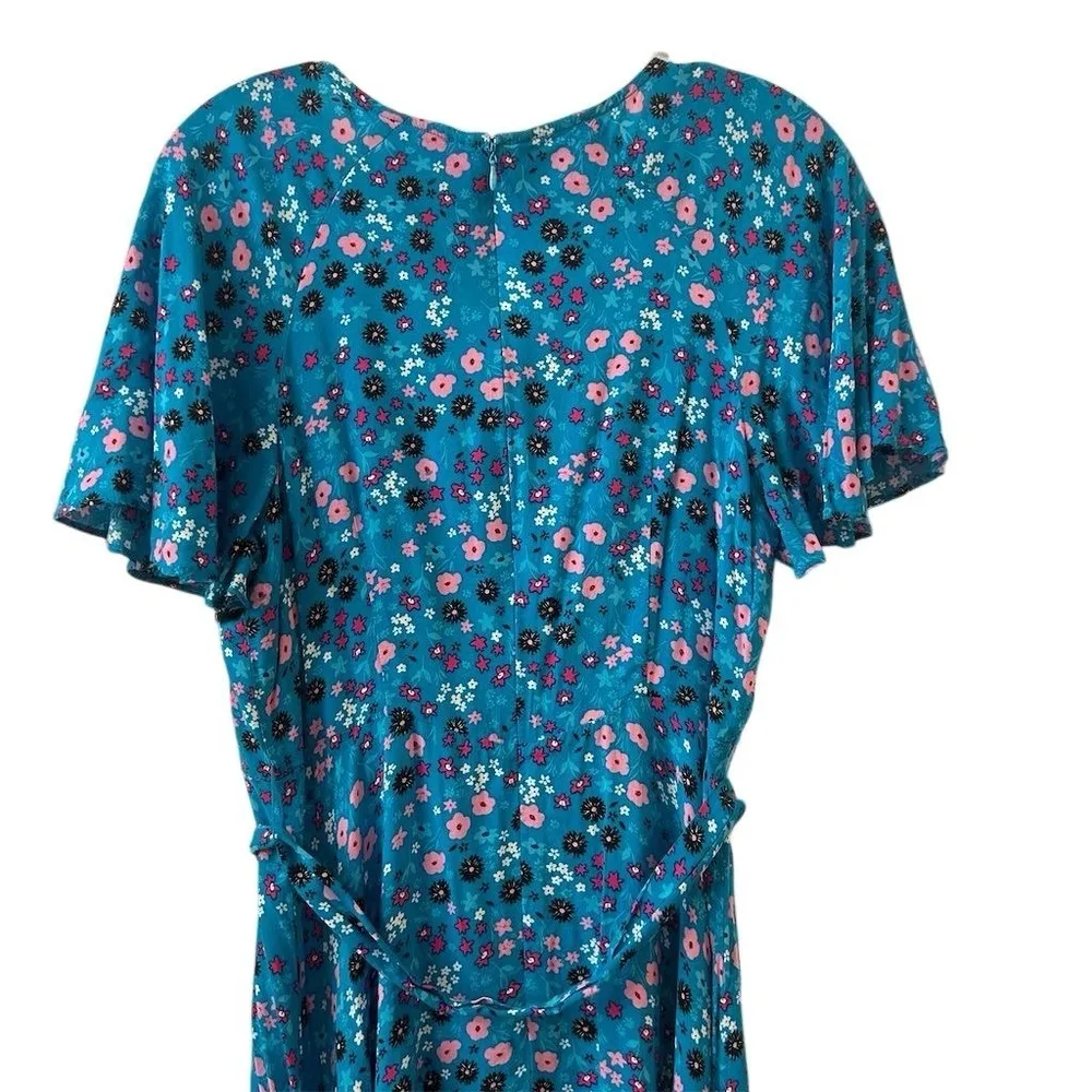 Calvin Klein Women's Size 8 Blue Ditsy Floral Knee Length Dress V-Neck - Image 8