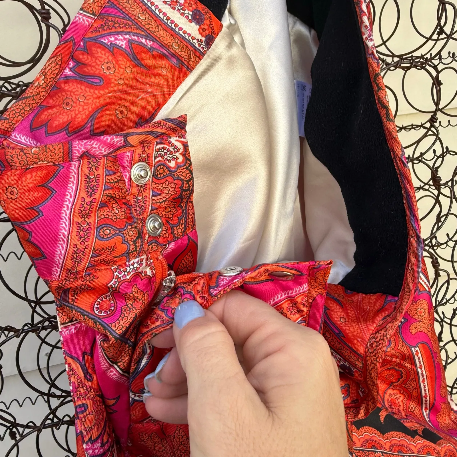 Bogner Belted orange pink paisley slinky ski snowboard pants US Size 8 - Image 7