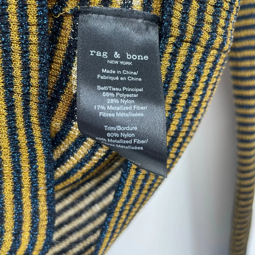 NWT Rag & Bone Denim Blue Raina Metallic Thred Sheer Sweater Long Sleeve XXS - Image 5