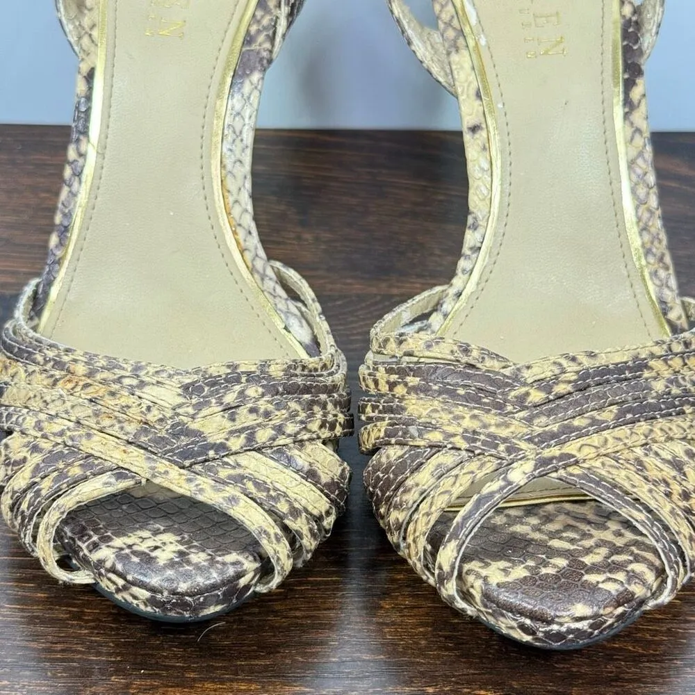 Lauren Ralph Lauren Kadie 4” snake skin ankle wrap heel size 7 1/2 - Image 2
