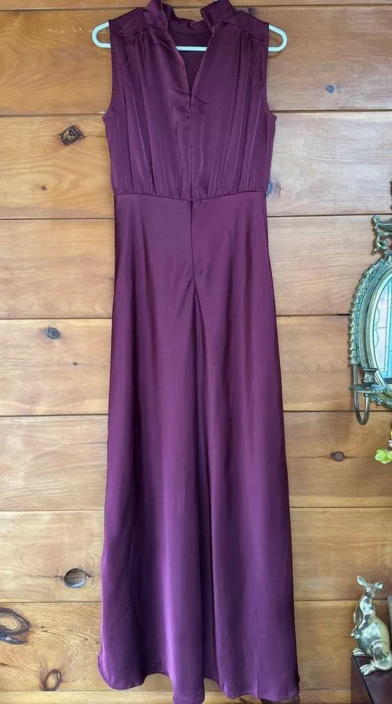Lulus Classic Elegance Wine Satin Maxi Dress Wedding Bridesmaid Luxury Size S - Image 4