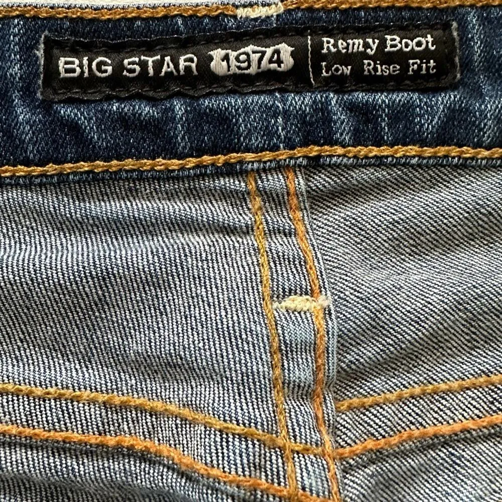 Big Star Jeans Low Rise Remy Flap Pocket Embroidered Bootcut Stretch Size 30L - Image 2