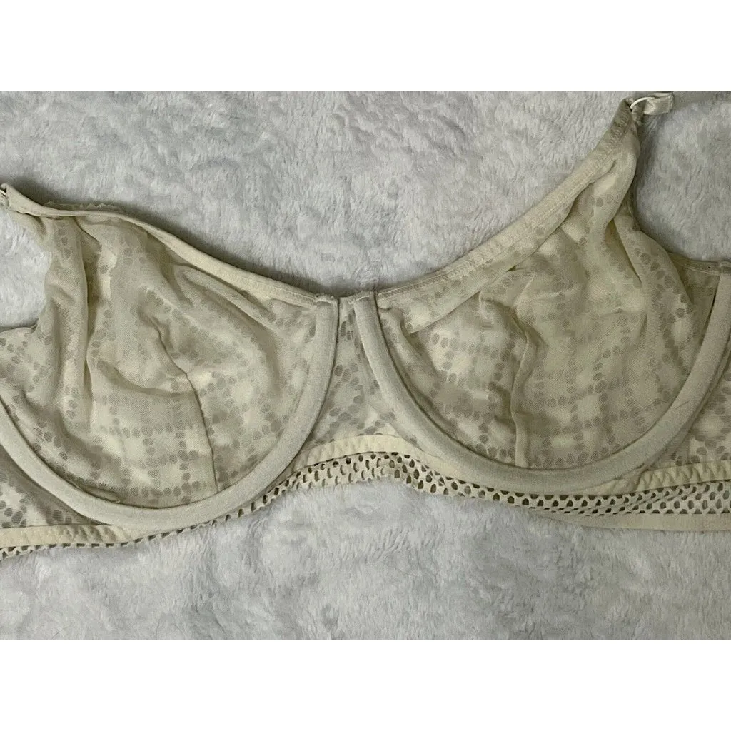 Adore Me Tatum White Lace Mesh Overlay Full‎ Coverage Bra Sz 36DD - Image 2