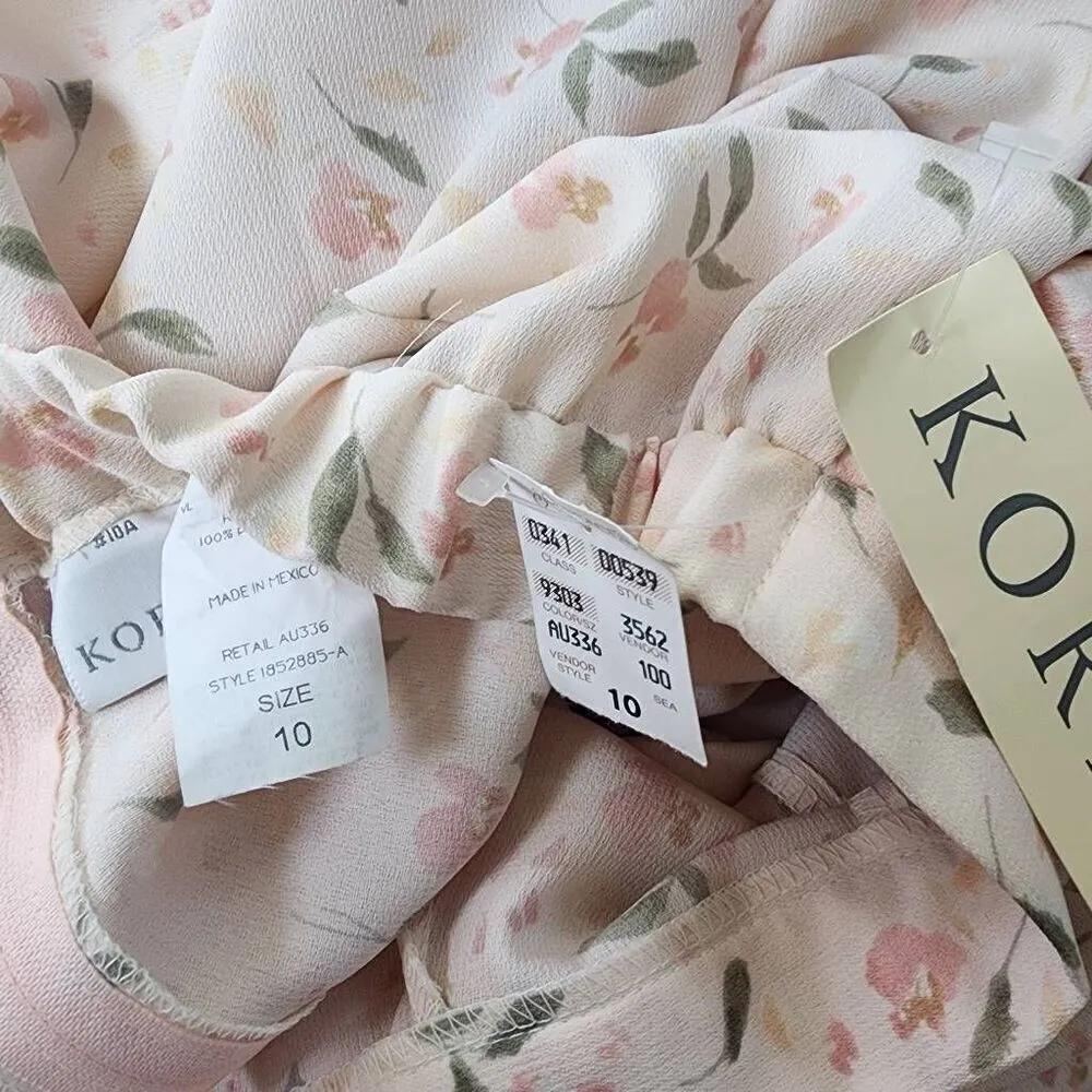 NWT Vintage Koret Charleston Light Petal Pink Floral Midi Skirt Size 10 - Image 5
