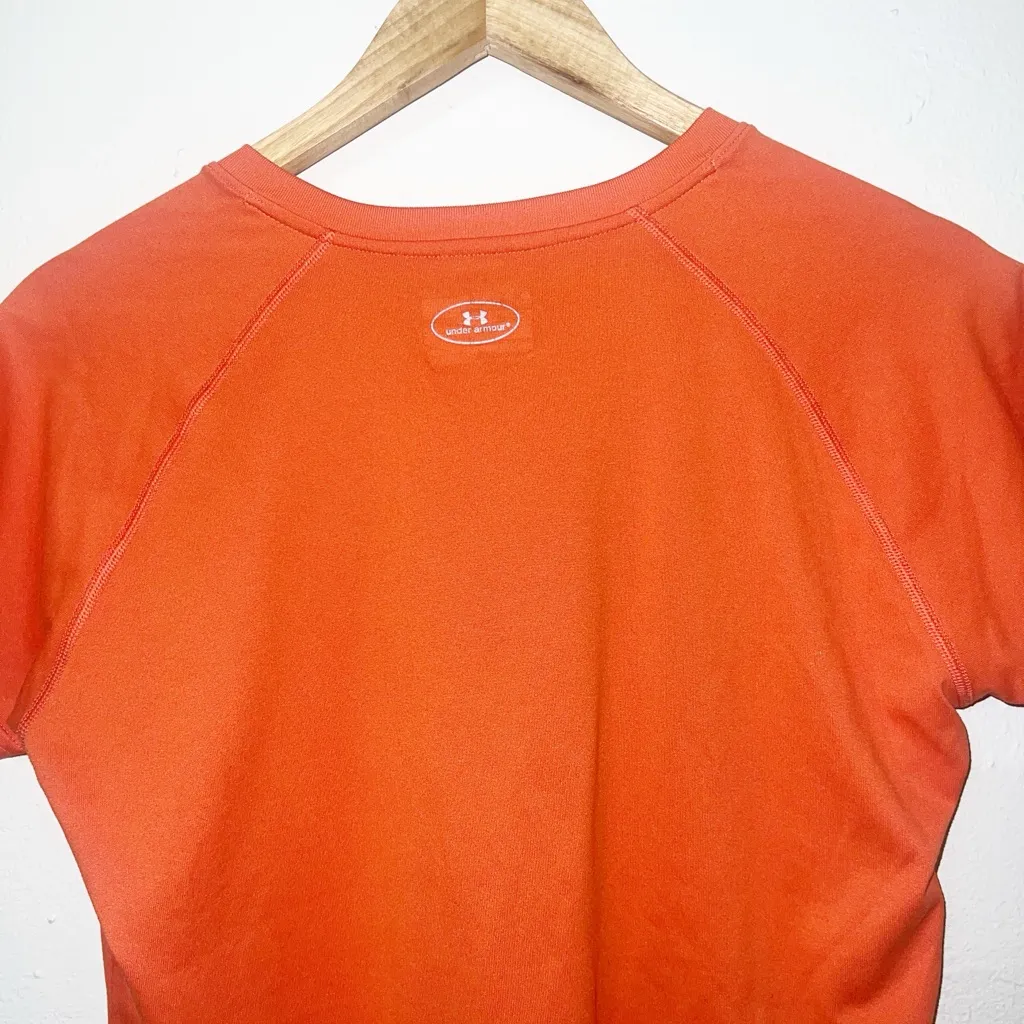 Under Armour semi fitted heat gear short sleeve Orange v neck shirt - Image 7