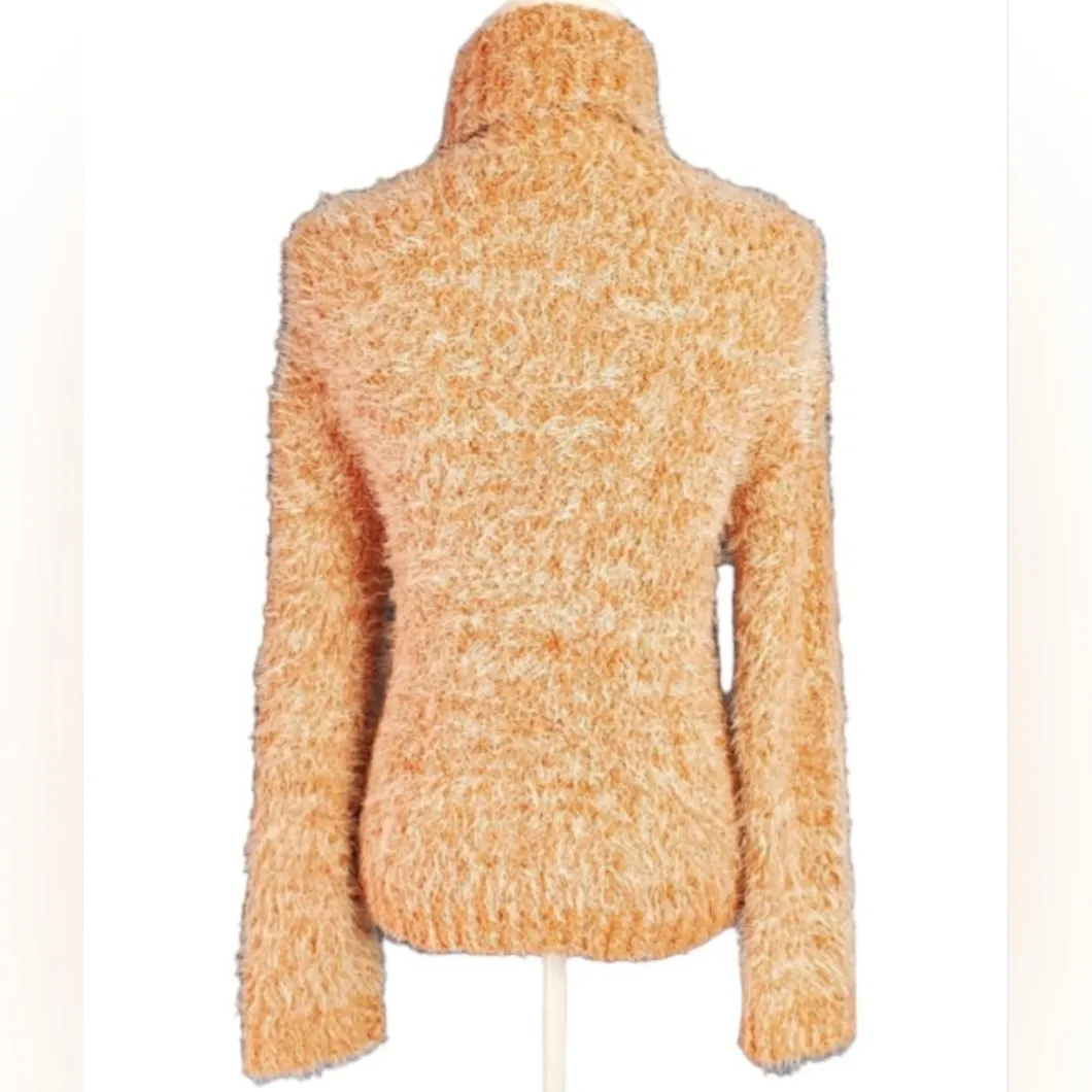 Sweater Women's Fuzzy Knit Turtleneck Tan Lion Marl Tan/Beige Size Large NWT - Image 6
