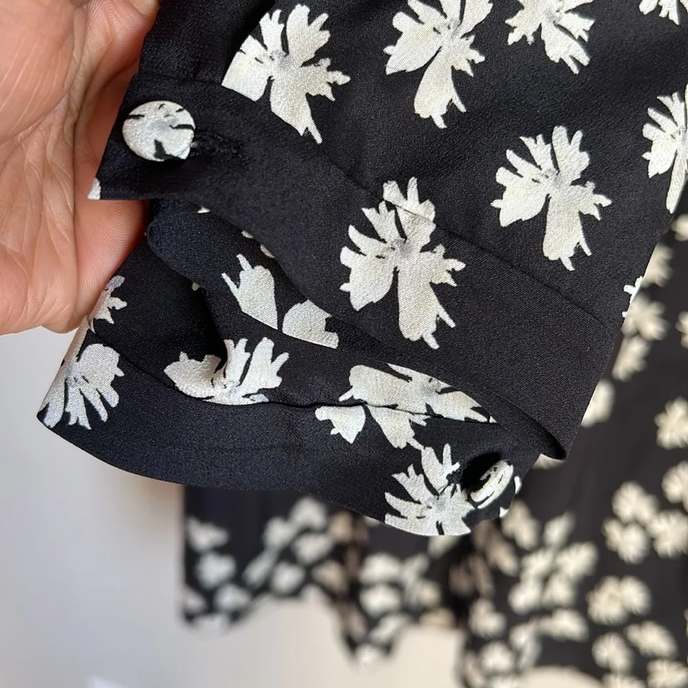 Derek Lam silk Floral Print V-Neck Long Sleeve Mini Dress Size 4 - Image 12