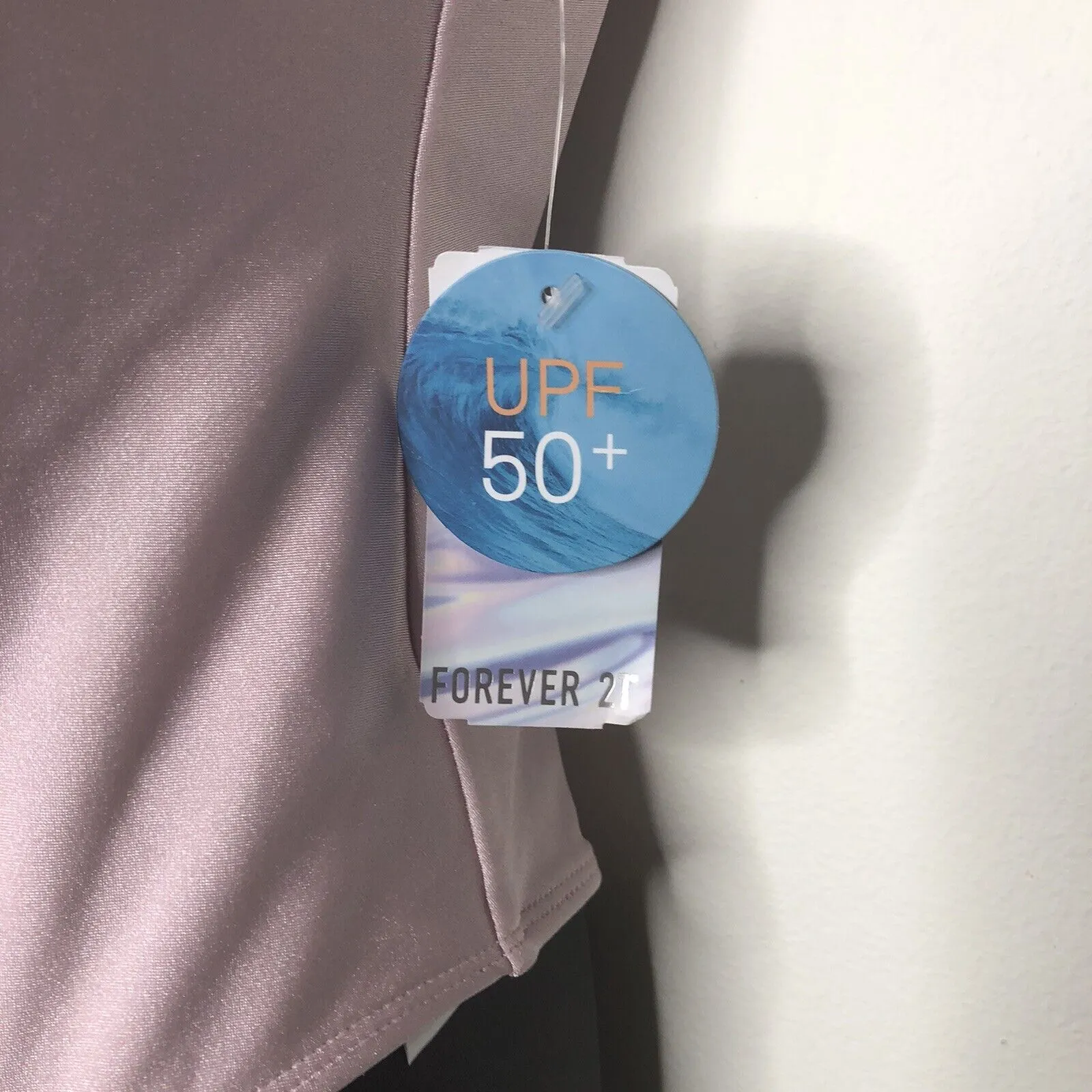 Get Salty One Piece Swimsuit NEW FOREVER‎ 21 UPF 50+ Medium Pink Silver Mesh - Image 2