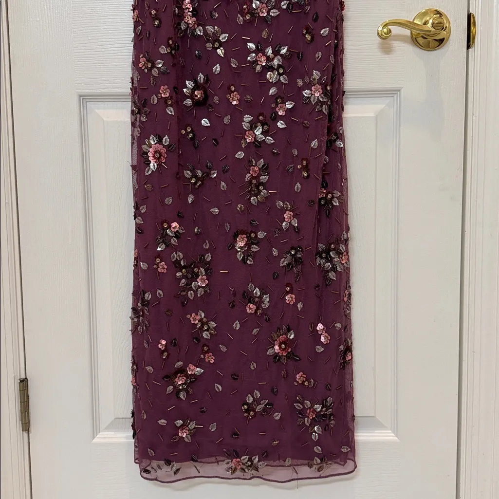 NWT Mac Duggal 5477 Pink Floral Embellished Scoop Neck Evening Gown Size 6 - Image 8