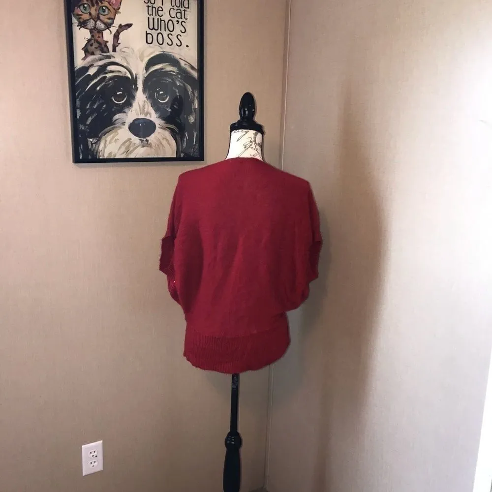 New Directions Weekend Glitter Knit Large Red - Image 7