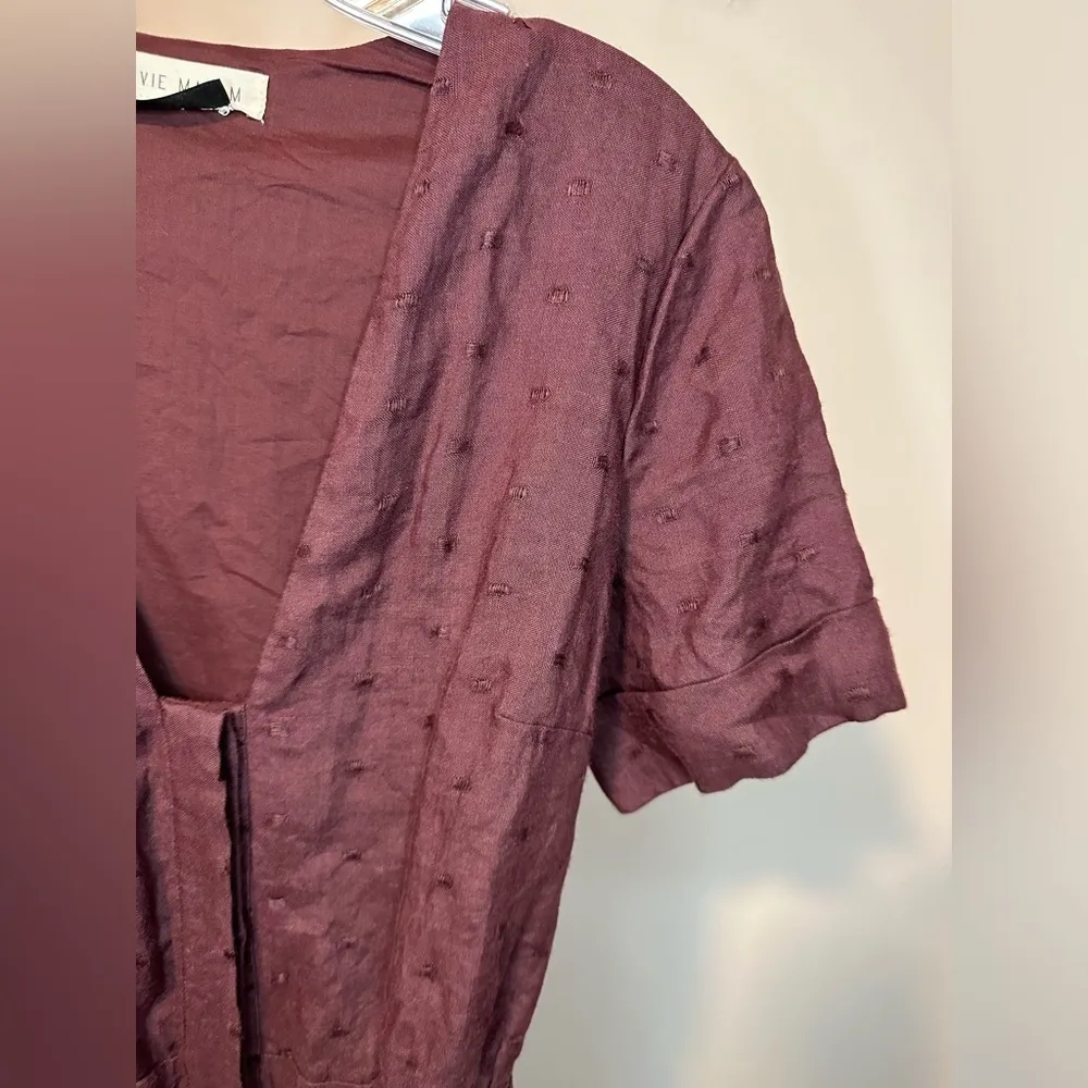 Stevie May Fia Belted Purple Straight Leg Linen Boho Casual Jumpsuit Sz M Size M - Image 6