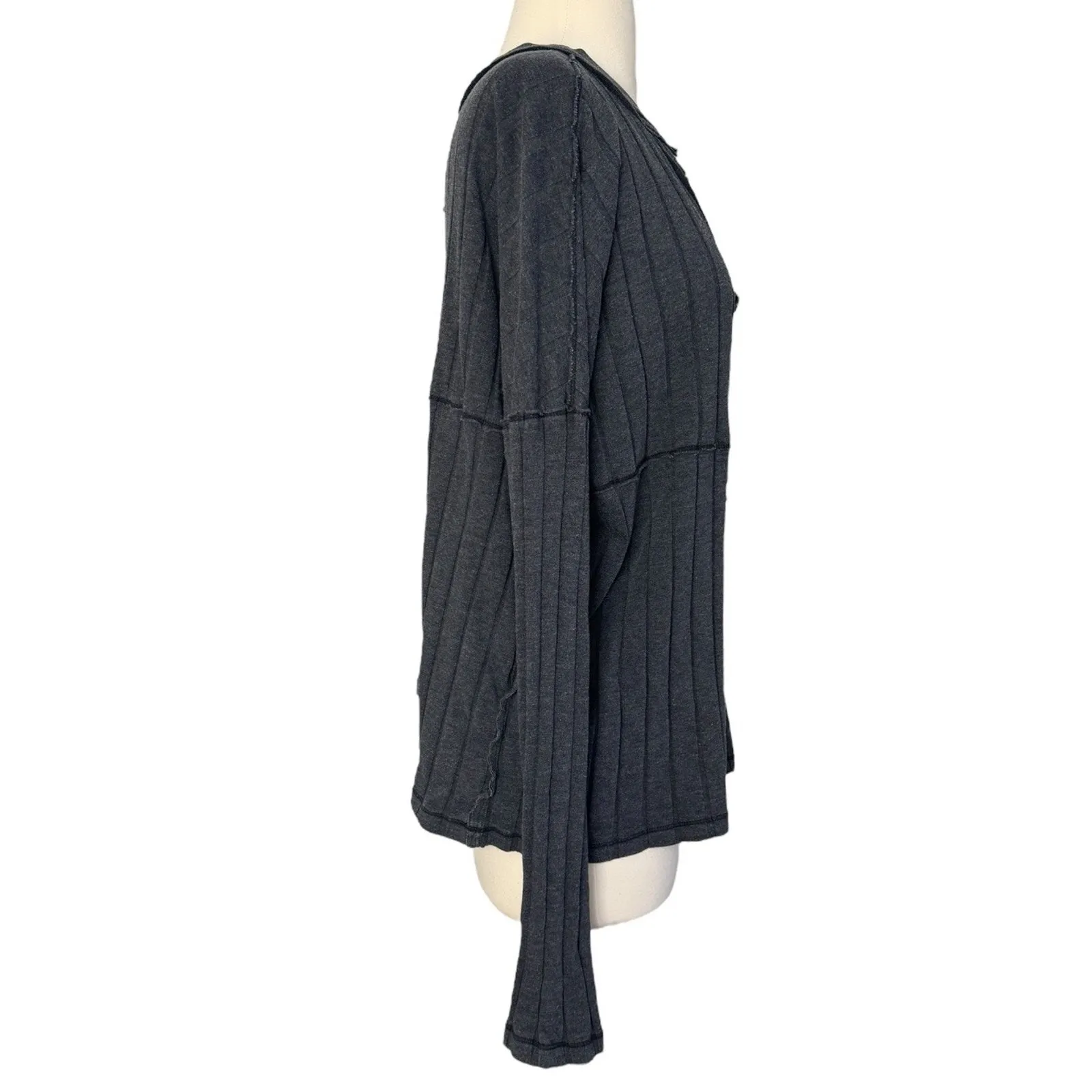 WE THE FREE PEOPLE In The Mix Henley Top Boxy Oversized Ribbed Slouchy Size M - Image 7