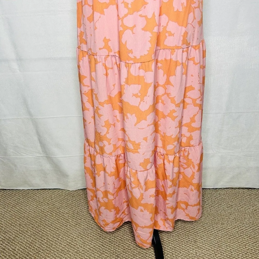 Social Standard by Sanctuary Smocked Back Dress Melon Floral Size L NWT - Image 3